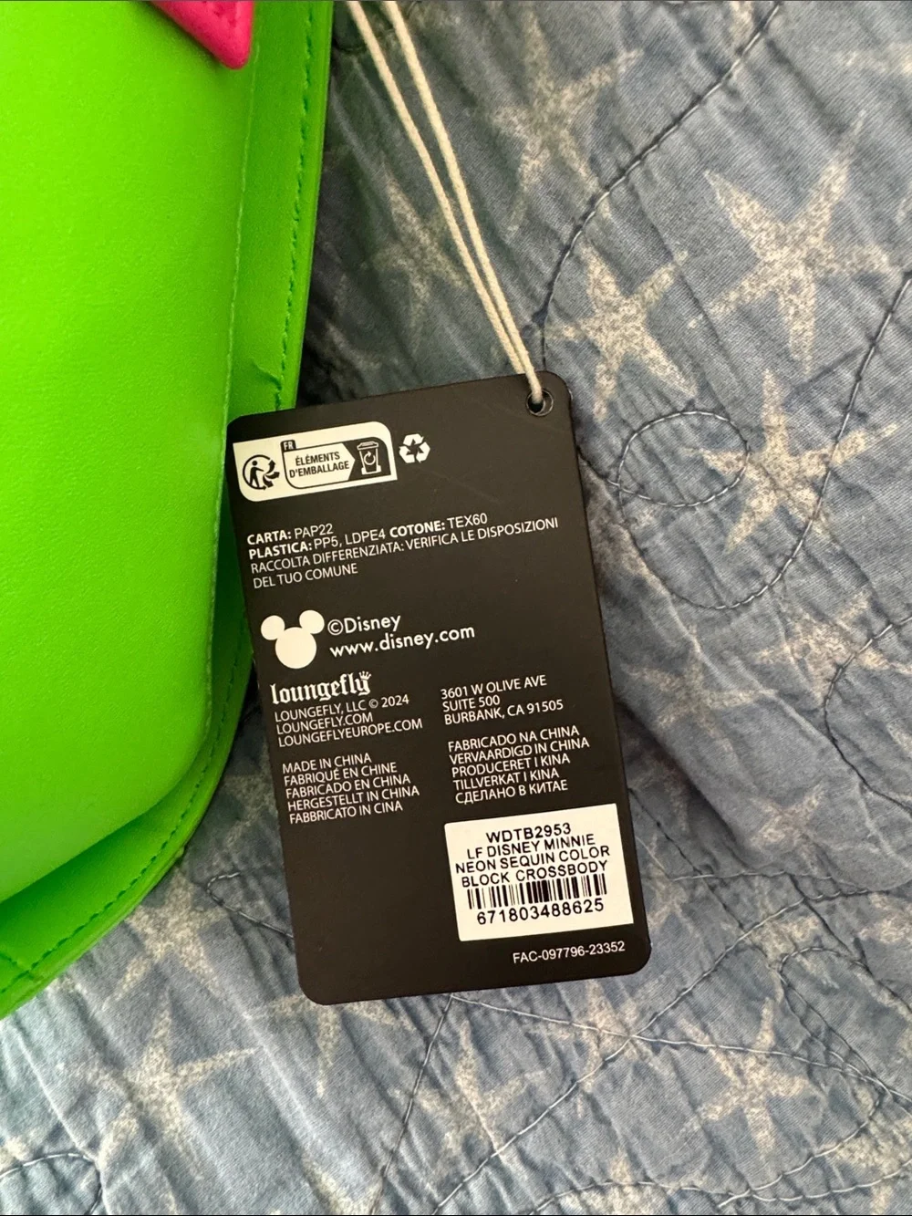NWT Neon sequin Minnie Mouse Loungefly